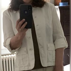 White 100% Linen Jacket Charter Club Petite Size Medium